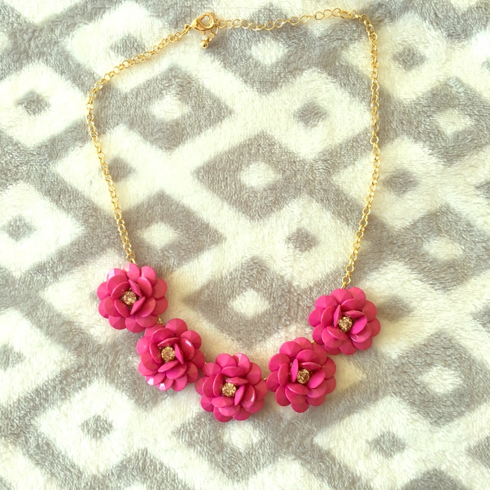 Pink flower statement necklace
